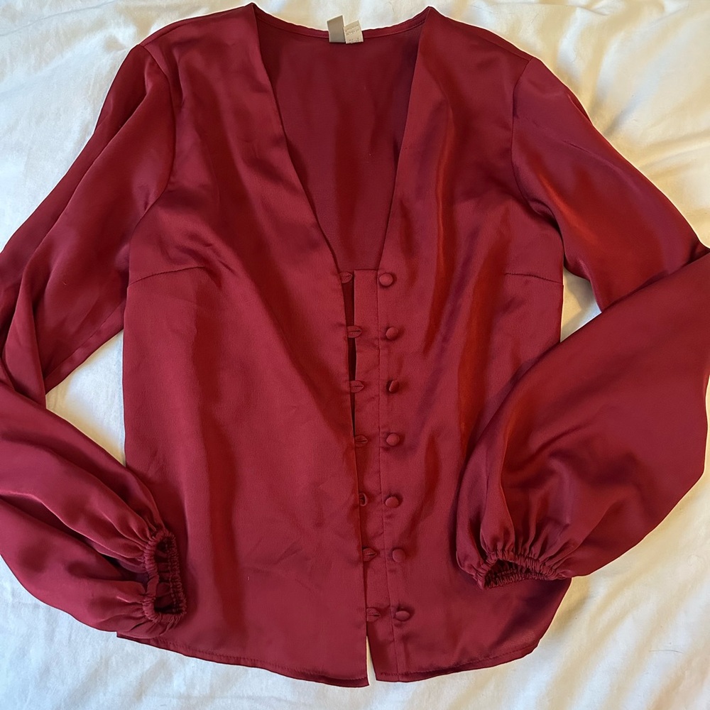 Elegant Burgundy Button-Up Blouse